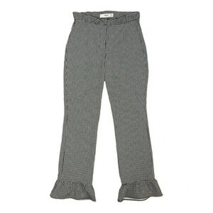 Mango Women's XS Black & White Gingham Plaid Ruffle Vichy Trousers